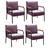 Conjunto 4 Poltronas Jade Moderna Braço Metal Cadeira Decorativa Sala Recepção Veludo Roxo 380