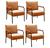 Conjunto 4 Poltronas Jade Moderna Braço Metal Cadeira Decorativa Sala Recepção Veludo Terracota 400