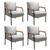 Conjunto 4 Poltronas Jade Moderna Braço Metal Kit Cadeiras Decorativa Sala Recepção Linho Cinza 320