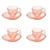 Conjunto 4 Xícaras Chá com Pires Coração Cristal Pearl 180 ml Wolff Rosa