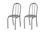 Conjunto 6 Cadeiras América 050 Cromo Preto - Artefamol Cromo Preto -Assento Sintético Cinza Claro-Capitonê