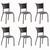 Conjunto 6 Cadeiras de Jantar Pés Café MD05 Mais Decor Linho Cinza/Argila