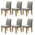 Conjunto 6 Cadeiras Onix em Linho com Pés de Madeira Maciça Bege Escuro