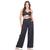 Conjunto Alfaiataria Feminino Cropped E Calça Pantalona Lisa Preto