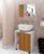 Conjunto Banheiro Completo Gabinete com Espelheira Pequin Gênova Branco Ripado