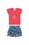 Conjunto Bebê Camiseta e Shorts Bailarina - Elian Salmão com azul petróleo