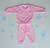 Conjunto Bebê Infantil Soft Inverno Menino Menina Roupa de frio P M G Enxoval Blusa e Calça com punho Rosa
