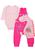 Conjunto Bebê Masculino e Feminino Jardineira Moletom + Body Manga Longa - Diversas Estampas Pink