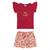 Conjunto Bebê Menina Blusa Strass Shorts Marlan 62724 Tomate