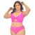 Conjunto  Biquini Plus Size Liso Pink Confortável Verão Tendência Rosa