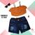 Conjunto Blogueira Blusinha Alcinha + Shorts Jeans Laranja