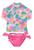 Conjunto Blusa Calcinha Proteção Solar Praia Juvenil 12 À 16 Floral rosa f57