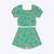 Conjunto Blusa Cropped e Shorts Estampa Corações Infantil Feminino Kyly 1000261 Verdeagua