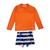 Conjunto Blusa + Sunga Infantil Menino Praia Proteção Solar Listras fundo mar m74