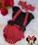 Conjunto Body Bebe Jardineira Infantil Macacão Salopete Vermelho minnie