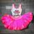 Conjunto Body E Saia Fantasia Infantil Festa De Halloween Carnaval Folia Globeleza Cores Neon Rosa