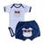 Conjunto body e shorts Best Club Baby branco e azul marinho com bordado cachorro de óculos Branco, Azul marinho