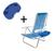Conjunto Cadeira de Praia + Mesa Portátil Porta Celular Azul claro