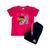 Conjunto Camiseta e Short Infantil Surf Big Wave Super Qualidade Pink