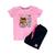 Conjunto Camiseta e Short Infantil Surf Big Wave Super Qualidade Rosa