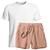 Conjunto Camiseta e Short Linho Premium Bermuda Masculina Moda Praia Luxo Branco, Bege