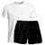 Conjunto Camiseta e Short Linho Premium Bermuda Masculina Moda Praia Luxo Branco, Preto