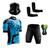 Conjunto Ciclismo Camisa C/ Proteção UV e Bermuda C/ Proteção em Gel + Par de Manguitos + Bandana Ciclista preto, Azul