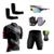 Conjunto Ciclismo Camisa C/ Proteção UV e Bermuda em Gel + Luvas Ciclismo + Óculos Esportivo + Manguito Xbike preto