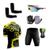 Conjunto Ciclismo Camisa C/ Proteção UV e Bermuda em Gel + Luvas Ciclismo + Óculos Esportivo + Manguito Ciclista preto, Amarelo