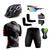 Conjunto Ciclismo Camisa e Bermuda + Capacete de Ciclismo C/ Luz LED + Luvas de Ciclismo + Óculos Esportivo +  Par de Manguitos Xbike preto