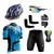 Conjunto Ciclismo Camisa e Bermuda + Capacete de Ciclismo C/ Luz LED + Luvas de Ciclismo + Óculos Esportivo +  Par de Manguitos Ciclista azul