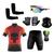 Conjunto Ciclismo Camisa e Bermuda +Par de Luvas + Óculos Esportivo +  Par de Manguitos + Bandana Punisher vermelho