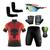 Conjunto Ciclismo Camisa e Bermuda + Par de Luvas + Óculos Esportivo + Par de Manguitos Punisher vermelho