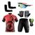 Conjunto de Ciclismo Camisa e Bermuda C/ Proteção UV + Óculos Esportivo Espelhado ou C/ Lente Escura + Par de Manguitos + Bandana Bike vermelho