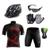 Conjunto Ciclismo Camisa Proteção UV e Bermuda + Capacete Ciclismo +Luvas Ciclismo + Óculos Xbike preto, Vermelho