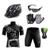 Conjunto Ciclismo Camisa Proteção UV e Bermuda + Capacete Ciclismo +Luvas Ciclismo + Óculos Ciclista preto, Branco