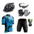 Conjunto Ciclismo Camisa Proteção UV e Bermuda + Capacete Ciclismo +Luvas Ciclismo + Óculos Ciclista preto, Azul