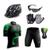 Conjunto Ciclismo Camisa Proteção UV e Bermuda + Capacete Ciclismo +Luvas Ciclismo + Óculos Ciclista preto, Verde