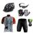 Conjunto Ciclismo Camisa Proteção UV e Bermuda + Capacete Ciclismo +Luvas Ciclismo + Óculos Xfreedom vermelho
