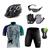 Conjunto Ciclismo Camisa Proteção UV e Bermuda + Capacete Ciclismo +Luvas Ciclismo + Óculos Xfreedom azul, Roxo