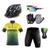 Conjunto Ciclismo Camisa Proteção UV e Bermuda em Gel + Capacete Ciclismo + Luvas Ciclismo + Óculos Brasil