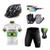 Conjunto Ciclismo Camisa Proteção UV e Bermuda em Gel + Capacete Ciclismo + Luvas Ciclismo + Óculos Brasil branco