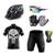 Conjunto Ciclismo Camisa Proteção UV e Bermuda em Gel + Capacete Ciclismo + Luvas Ciclismo + Óculos Punisher preto, Branco