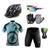 Conjunto Ciclismo Camisa Proteção UV e Bermuda em Gel + Capacete Ciclismo + Luvas Ciclismo + Óculos Bike preto, Azul