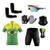 Conjunto Ciclismo Camisa Proteção UV e Bermuda em Gel + Luvas Ciclismo + Óculos + Manguitos + Bandana Brasil amarelo neon