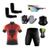 Conjunto Ciclismo Camisa Proteção UV e Bermuda em Gel + Luvas Ciclismo + Óculos + Manguitos + Bandana Punisher preto, Vermelho