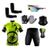 Conjunto Ciclismo Camisa Proteção UV e Bermuda em Gel + Luvas Ciclismo + Óculos + Manguitos + Bandana Bike preto, Amarelo limão