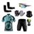 Conjunto Ciclismo Camisa Proteção UV e Bermuda em Gel + Luvas Ciclismo + Óculos + Manguitos + Bandana Bike preto, Azul