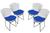 Conjunto Com 4 Cadeiras Bertoia Preta Brilhante Com Assento - Várias Cores Azul