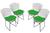 Conjunto Com 4 Cadeiras Bertoia Preta Brilhante Com Assento - Várias Cores Verde